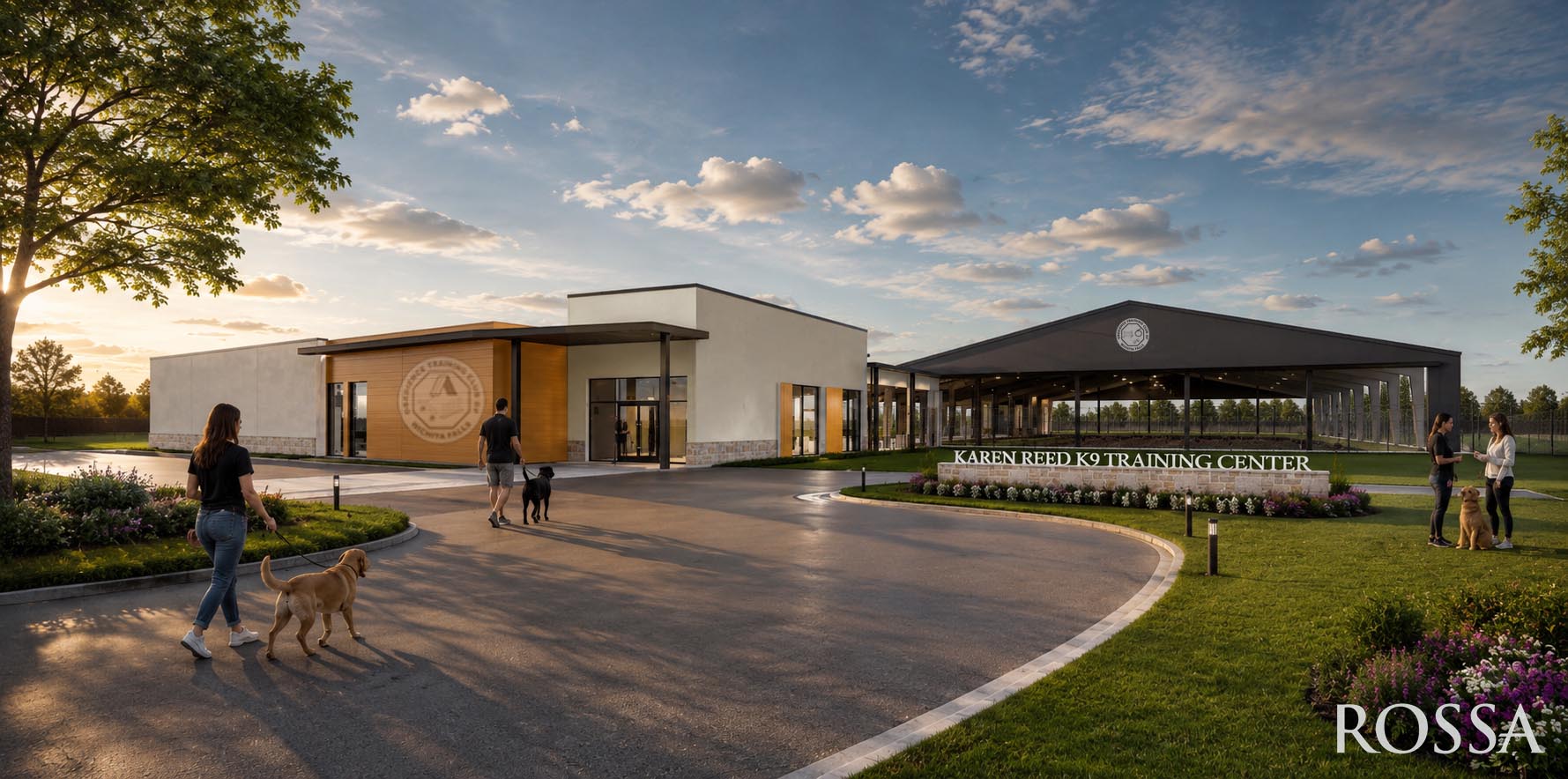 Sunset rendering of the Obedience Training Center of Wichita Falls entrance